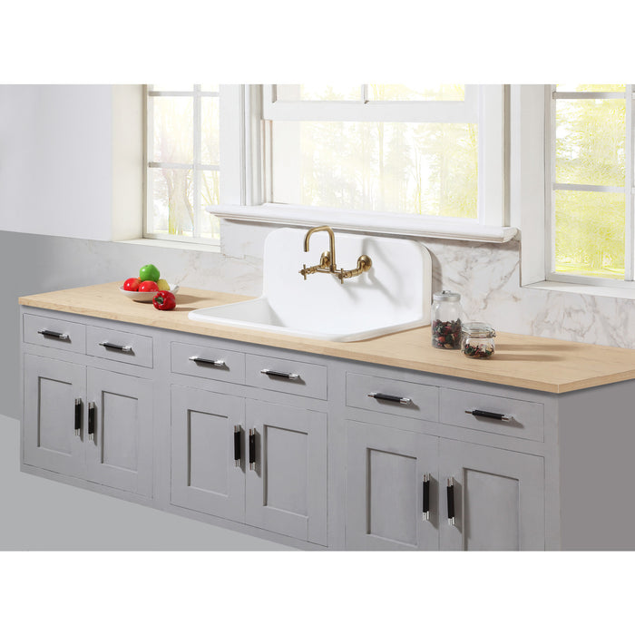 Kingston Heirloom GKTA3020198 - Arcticstone 30-Inch Solid Surface White Stone Single Bowl Top-Mount Kitchen Sink with Backsplash and Strainer, Matte White