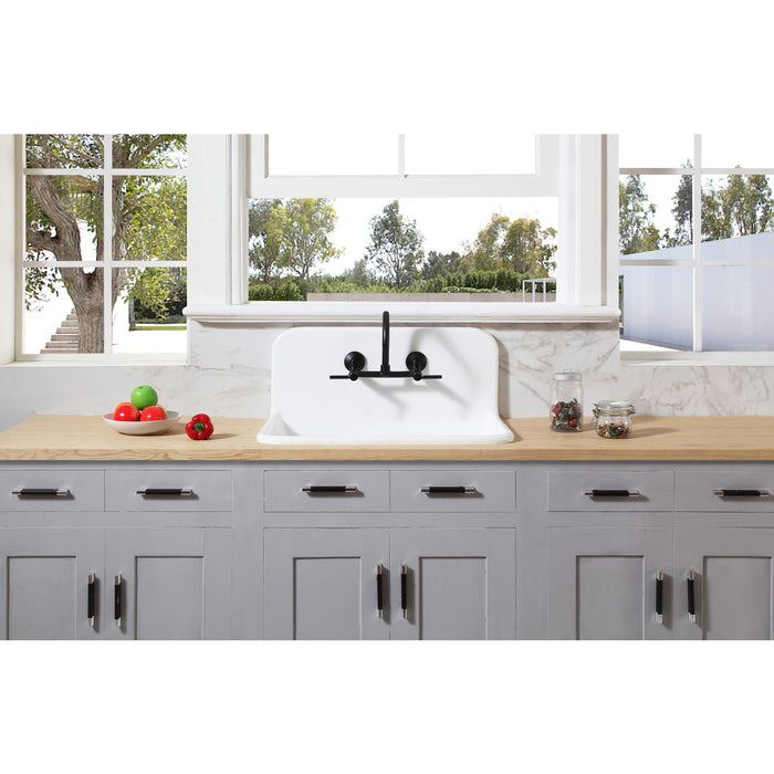 Kingston Heirloom GKTA3020198 - Arcticstone 30-Inch Solid Surface White Stone Single Bowl Top-Mount Kitchen Sink with Backsplash and Strainer, Matte White