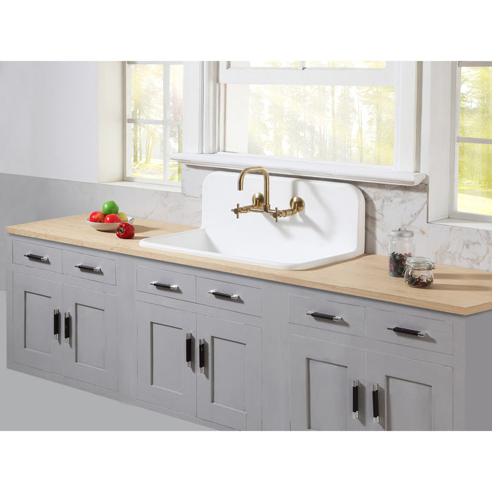 Kingston Heirloom GKTA3620198 - Arcticstone 36-Inch Solid Surface White Stone Single Bowl Top-Mount Kitchen Sink with Backsplash and Strainer, Matte White