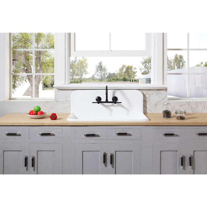 Kingston Heirloom GKTA3620198 - Arcticstone 36-Inch Solid Surface White Stone Single Bowl Top-Mount Kitchen Sink with Backsplash and Strainer, Matte White