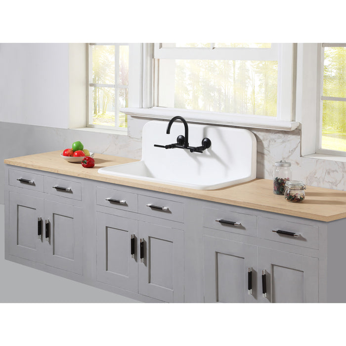 Kingston Heirloom GKTA3620198 - Arcticstone 36-Inch Solid Surface White Stone Single Bowl Top-Mount Kitchen Sink with Backsplash and Strainer, Matte White