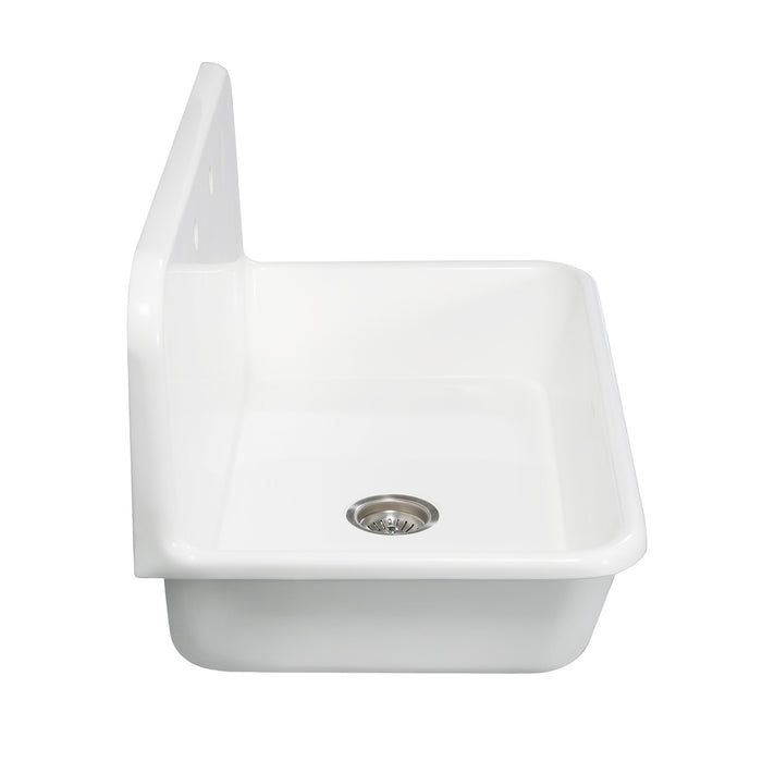 Kingston Heirloom GKTA362119 - Arcticstone 36-Inch Solid Surface White Stone Single Bowl Top-Mount Kitchen Sink with Backsplash and Strainer, Matte White