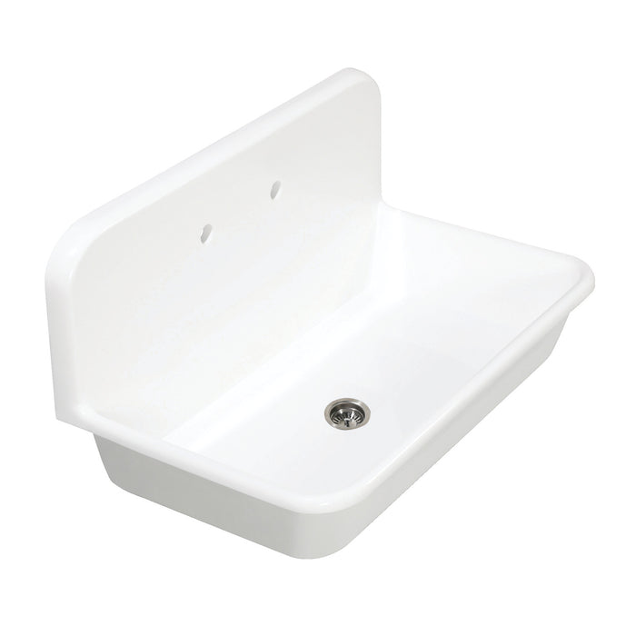 Kingston Heirloom GKTA362119 - Arcticstone 36-Inch Solid Surface White Stone Single Bowl Top-Mount Kitchen Sink with Backsplash and Strainer, Matte White