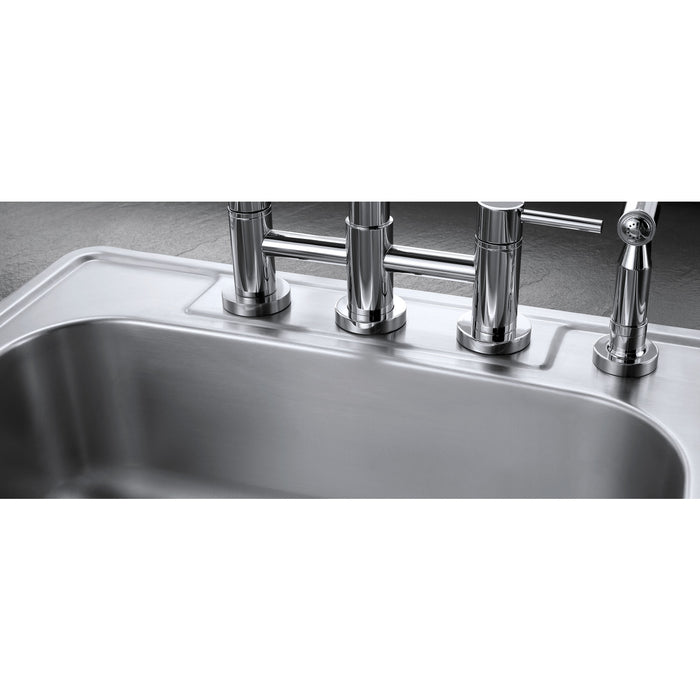 Kingston Studio GKTD33227 33-Inch Stainless Steel Self-Rimming Double Bowl Drop-In Kitchen Sink, Brushed Stainless Steel