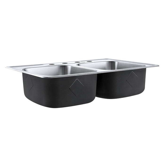 Studio GKTD33228 33-Inch Stainless Steel Self-Rimming Double Bowl Drop-In Kitchen Sink, Brushed