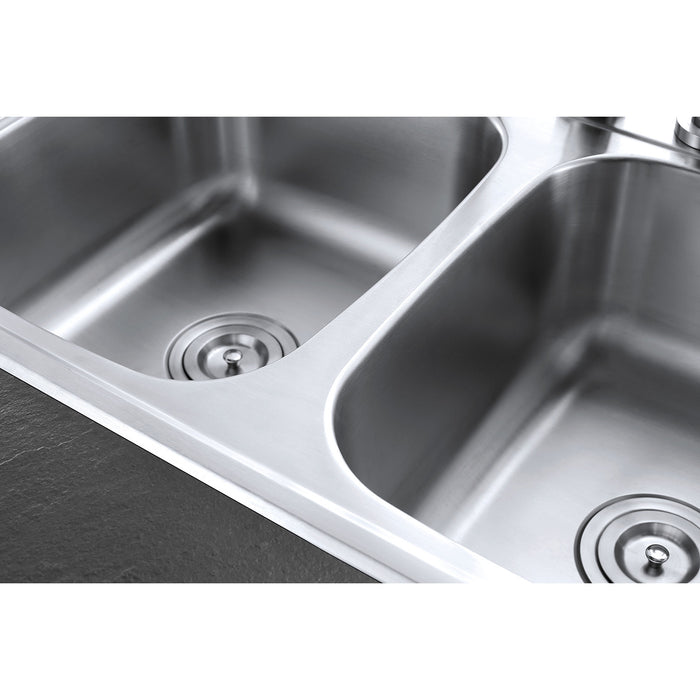 Studio GKTD33228 33-Inch Stainless Steel Self-Rimming Double Bowl Drop-In Kitchen Sink, Brushed