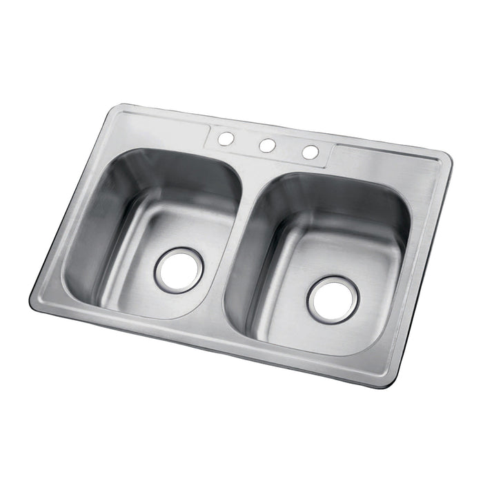 Studio GKTD332283 33-Inch Stainless Steel Self-Rimming Double Bowl Drop-In Kitchen Sink, Brushed