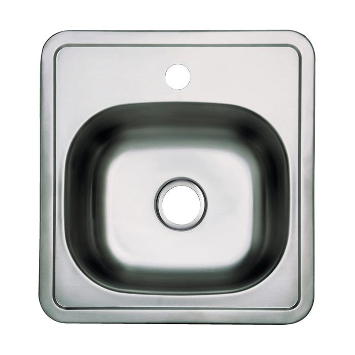 Kingston Studio GKTS15151 15-Inch Stainless Steel Self-Rimming Single Bowl Drop-In Bar Prep Sink (1-Hole), Brushed Stainless Steel