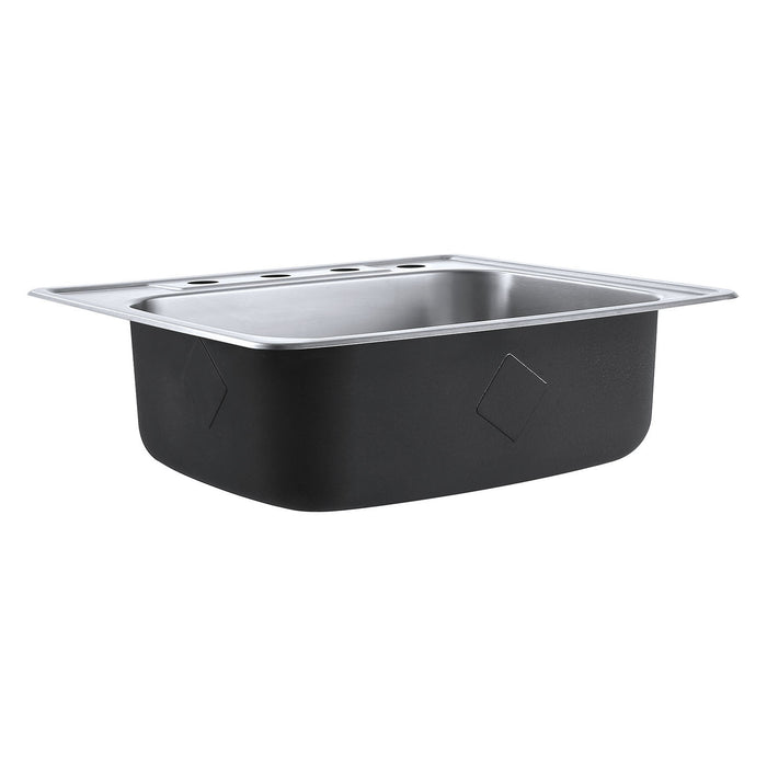 Kingston Studio GKTS25228 25-Inch Stainless Steel Self-Rimming Single Bowl Drop-In Kitchen Sink, Brushed
