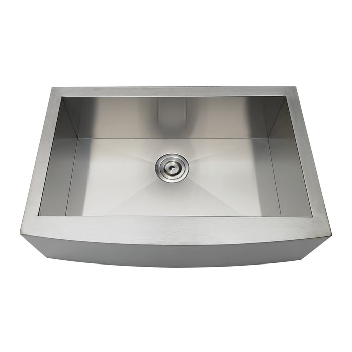 Kingston Sona GKTSF30209 - Uptowne 30-Inch Stainless Steel Apron-Front Single Bowl Farmhouse Kitchen Sink with Strainer, Brushed Stainless Steel