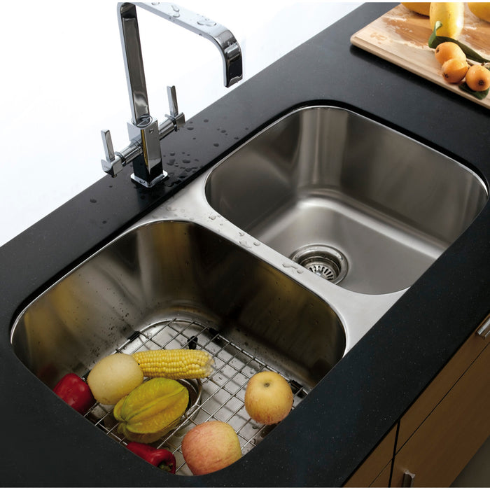 Kingston Loft GKUD32194 32-Inch Stainless Steel Double Bowl Undermount Kitchen Sink, Brushed Stainless Steel