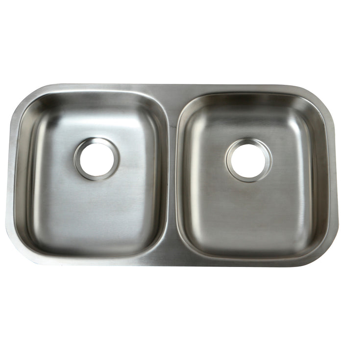 Kingston Loft GKUD32194 32-Inch Stainless Steel Double Bowl Undermount Kitchen Sink, Brushed Stainless Steel