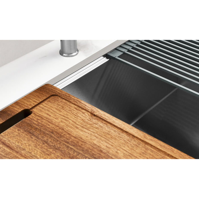 Kingston Sona GKUS321910 - Uptowne 32-Inch Stainless Steel Single Bowl Undermount Kitchen Sink with 6-Piece Kitchen Accessory Set, Brushed