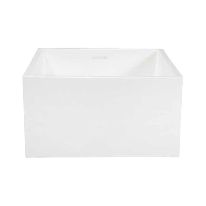Kingston Sona GKUSA15158 - Arcticstone 15-Inch Solid Surface White Stone Apron-Front Single Bowl Farmhouse Bar Prep Sink with Strainer, Matte White