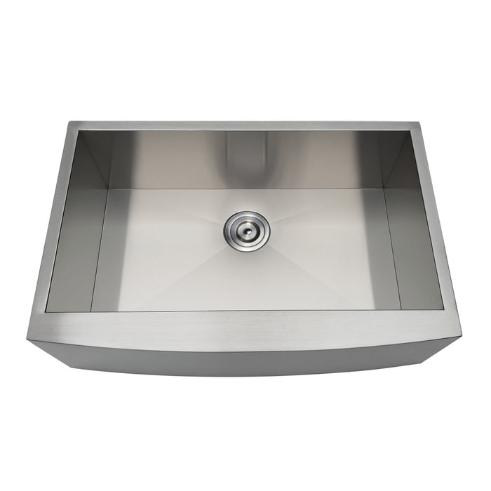 Kingston Sona GKUSF30209 - Uptowne 30-Inch Stainless Steel Apron-Front Single Bowl Farmhouse Kitchen Sink with Strainer, Brushed Stainless Steel