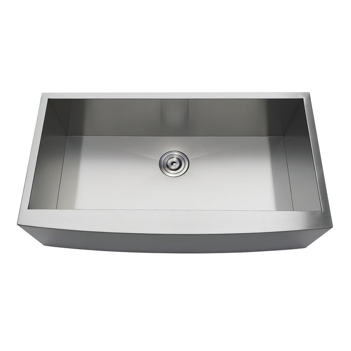 Kingston Sona GKUSF36209 - Uptowne 36-Inch Stainless Steel Apron-Front Single Bowl Farmhouse Kitchen Sink with Strainer, Brushed Stainless Steel