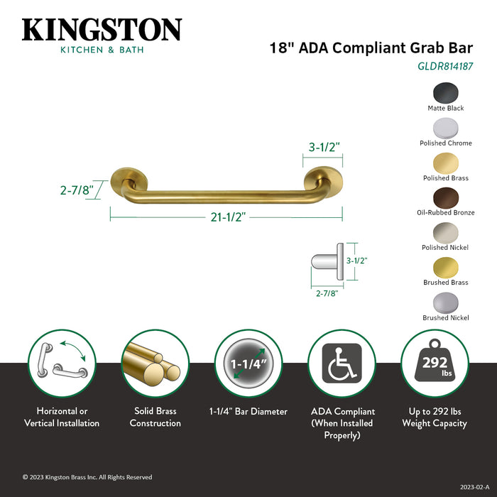Kingston Sona GLDR814185 - Silver Sage 18-Inch x 1-1/4-Inch O.D. Brass ADA Grab Bar, Oil Rubbed Bronze