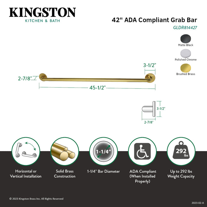 Kingston Sona GLDR814420 - Silver Sage 42-Inch x 1-1/4-Inch O.D. Brass ADA Grab Bar, Matte Black