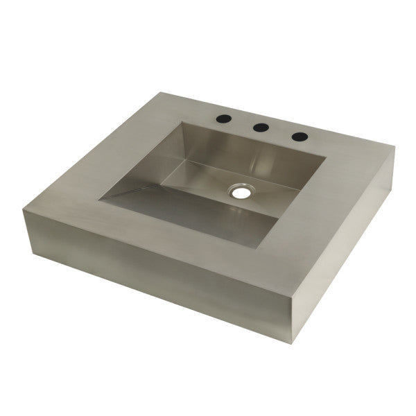 Kingston Sona GLTS25225 - Kingston Commercial 25-Inch Stainless Steel Console Sink (8-Inch, 3-Hole), Brushed Stainless Steel