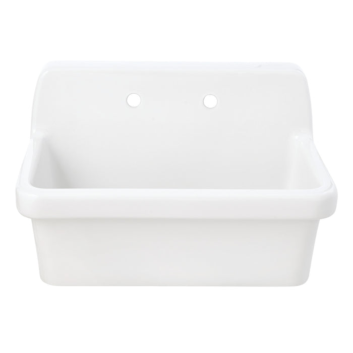 Doriteal GPKWS301918 30-Inch Ceramic Single Bowl Wall Mount Kitchen Sink with Strainer, Glossy White