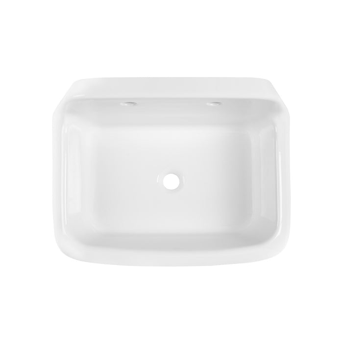 Doriteal GPLWS241715 24-Inch Ceramic Wall Mount Bathroom Sink (8-Inch, 2 Hole), Glossy White