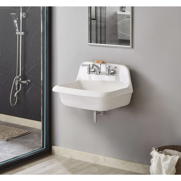 Doriteal GPLWS241715 24-Inch Ceramic Wall Mount Bathroom Sink (8-Inch, 2 Hole), Glossy White