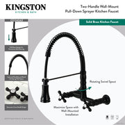 Kingston Tulare GS1248AX - Heritage Double-Handle 2-Hole Wall-Mount Pr