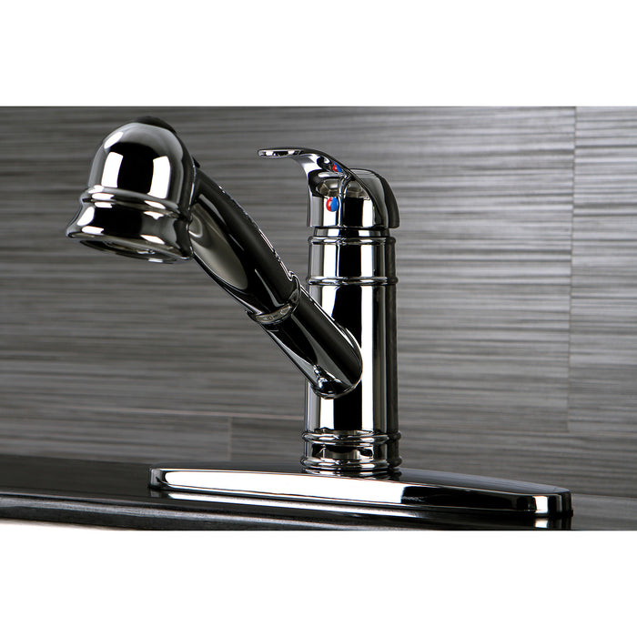 Kingston Tulare GSC7571WEL - Eden Single-Handle 1-or-3 Hole Deck Mount Pull-Out Sprayer Kitchen Faucet, Polished Chrome