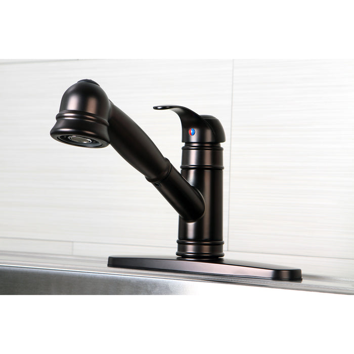 Kingston Tulare GSC7575WEL - Eden Single-Handle 1-or-3 Hole Deck Mount Pull-Out Sprayer Kitchen Faucet, Oil Rubbed Bronze