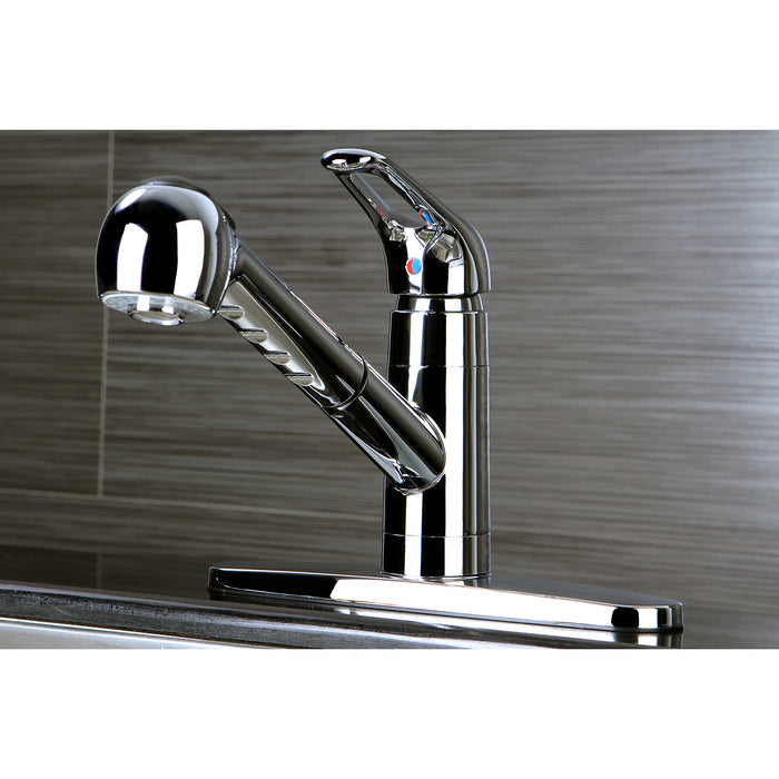 Kingston Tulare GSC881NCLSP - Century Single-Handle 1-or-3 Hole Deck Mount Pull-Out Sprayer Kitchen Faucet, Polished Chrome