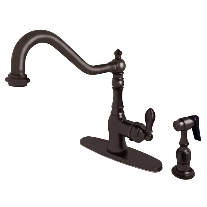 American Classic GSY7705ACLBS Single-Handle 2-or-4 Hole Deck Mount Kitchen Faucet with Brass Sprayer, Oil Rubbed Bronze