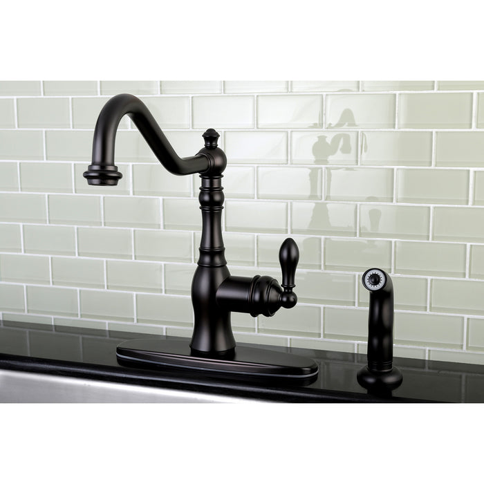 American Classic GSY7705ACLSP Single-Handle 2-or-4 Hole Deck Mount Kitchen Faucet with Side Sprayer, Oil Rubbed Bronze