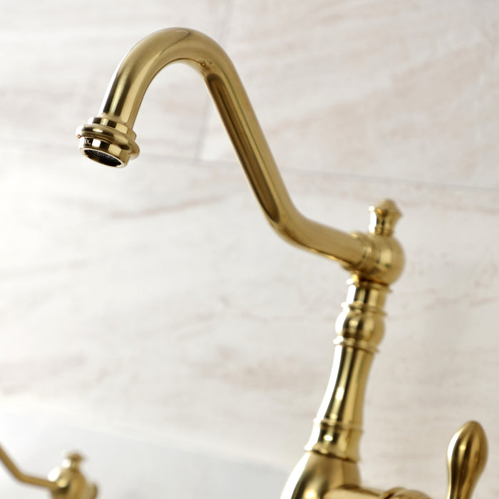American Classic GSY7707ACLBS Single-Handle 2-or-4 Hole Deck Mount Kitchen Faucet with Brass Side Sprayer, Brushed Brass