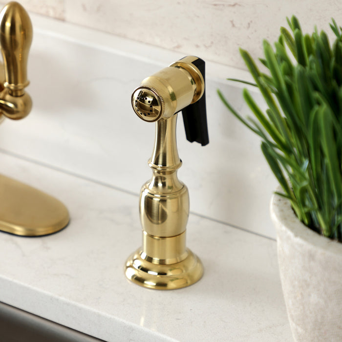 American Classic GSY7707ACLBS Single-Handle 2-or-4 Hole Deck Mount Kitchen Faucet with Brass Side Sprayer, Brushed Brass