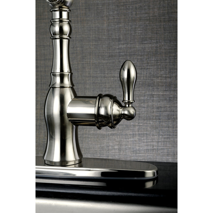 American Classic GSY7708ACLSP Single-Handle 2-or-4 Hole Deck Mount Kitchen Faucet with Side Sprayer, Brushed Nickel