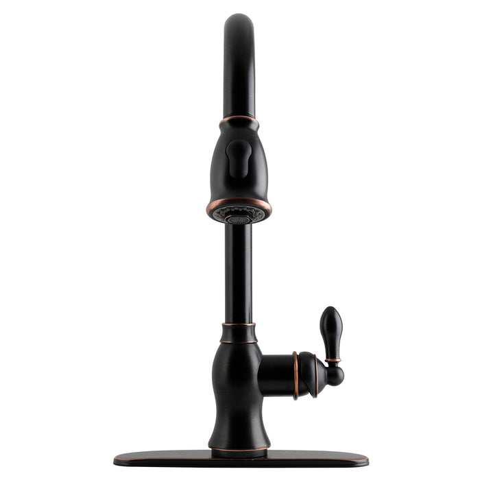Kingston Heirloom GSY7776ACL - American Classic Single-Handle Pull-Down Kitchen Faucet, Naples Bronze