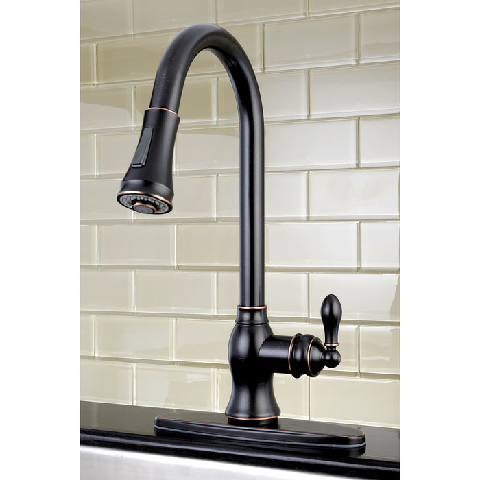 Kingston Heirloom GSY7776ACL - American Classic Single-Handle Pull-Down Kitchen Faucet, Naples Bronze