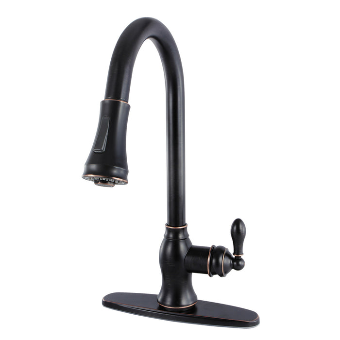 Kingston Heirloom GSY7776ACL - American Classic Single-Handle Pull-Down Kitchen Faucet, Naples Bronze
