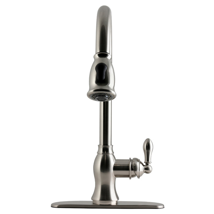 Kingston Heirloom GSY7778ACL - American Classic Single-Handle Pull-Down Kitchen Faucet, Brushed Nickel