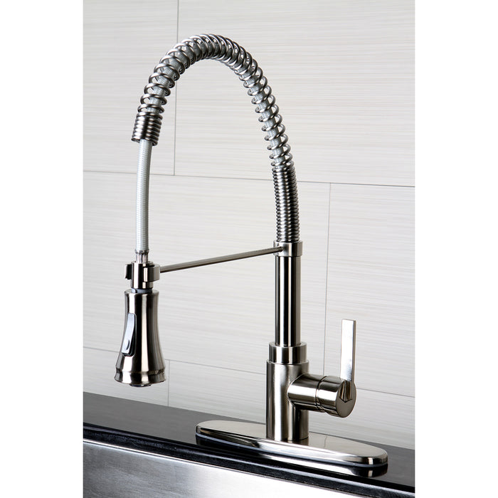 Kingston Sona GSY8878CTL - Continental Single-Handle 1-or-3 Hole Deck Mount Pre-Rinse Kitchen Faucet, Brushed Nickel