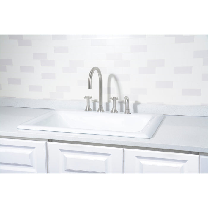 Kingston Heirloom GT252294 - Towne 25-Inch Cast Iron Self-Rimming Single Bowl Drop-In Kitchen Sink (4-Hole), White