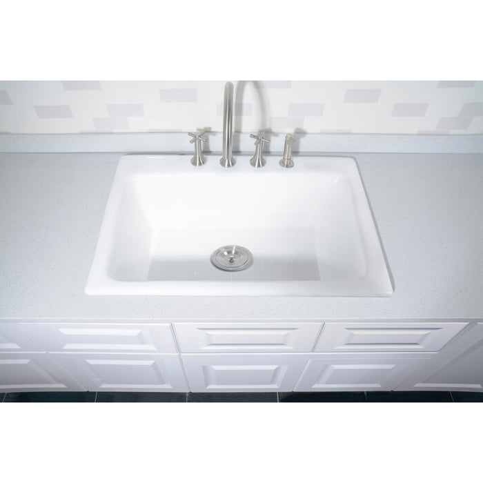 Kingston Heirloom GT252294 - Towne 25-Inch Cast Iron Self-Rimming Single Bowl Drop-In Kitchen Sink (4-Hole), White