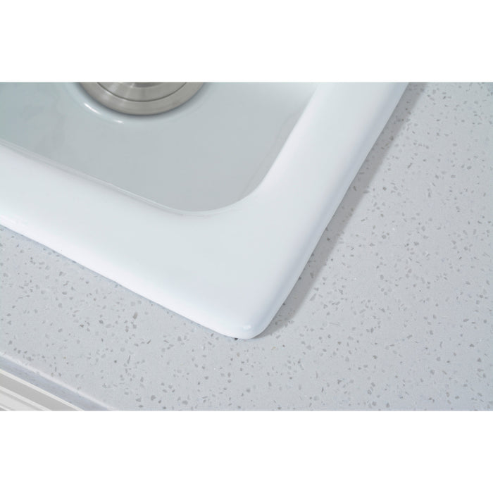 Kingston Heirloom GT252294 - Towne 25-Inch Cast Iron Self-Rimming Single Bowl Drop-In Kitchen Sink (4-Hole), White