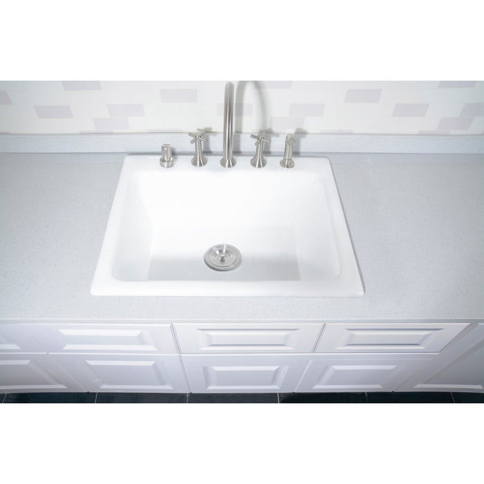 Kingston Heirloom GT252295 - Towne 25-Inch Cast Iron Self-Rimming Single Bowl Drop-In Kitchen Sink (5-Hole), White