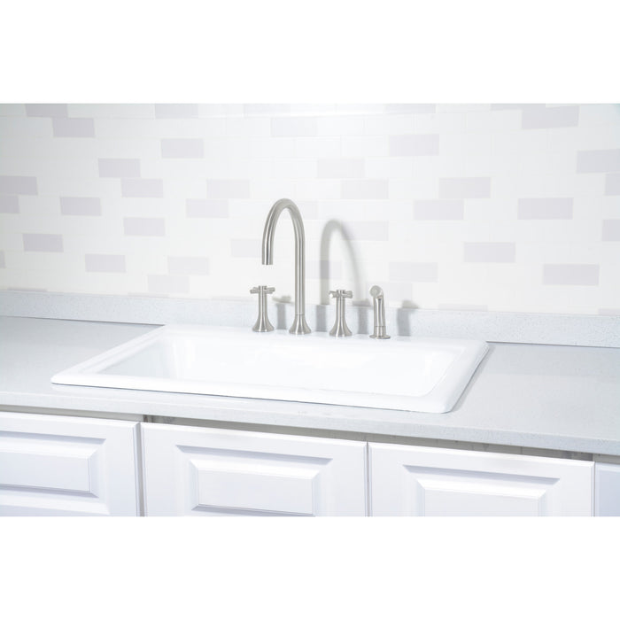 Kingston Heirloom GT332294 - Towne 33-Inch Cast Iron Self-Rimming Single Bowl Drop-In Kitchen Sink (4-Hole), White