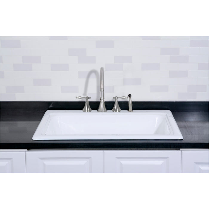 Kingston Heirloom GT332294 - Towne 33-Inch Cast Iron Self-Rimming Single Bowl Drop-In Kitchen Sink (4-Hole), White