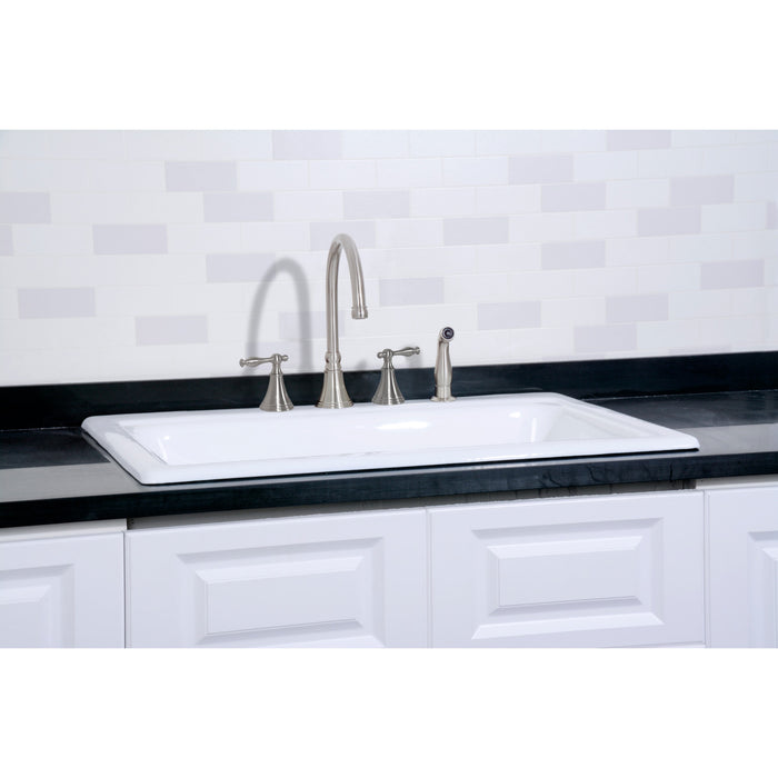 Kingston Heirloom GT332294 - Towne 33-Inch Cast Iron Self-Rimming Single Bowl Drop-In Kitchen Sink (4-Hole), White