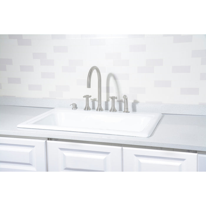 Towne GT332295 33-Inch Cast Iron Self-Rimming Single Bowl Drop-In Kitchen Sink (5-Hole), White