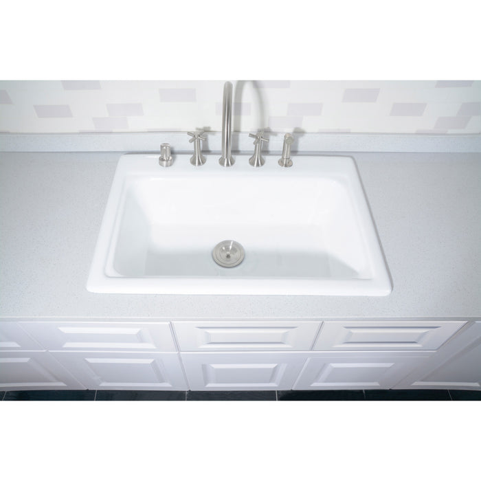 Towne GT332295 33-Inch Cast Iron Self-Rimming Single Bowl Drop-In Kitchen Sink (5-Hole), White