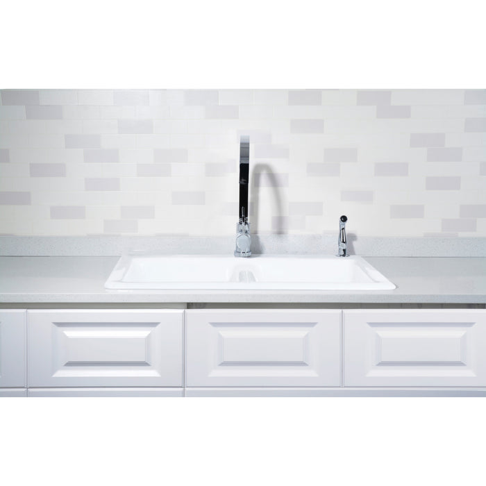 Kingston Heirloom GT33229D2 - Petra Galley 33-Inch Cast Iron Self-Rimming Double Bowl Drop-In Kitchen Sink (2-Hole), White